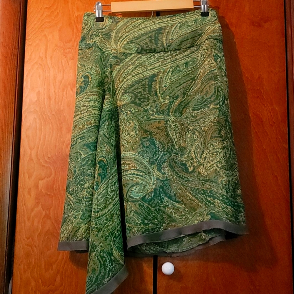 green patterned skirt